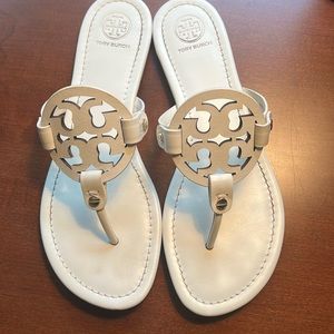 Tory Burch Miller Sandal, Ivory in Excellent Condition